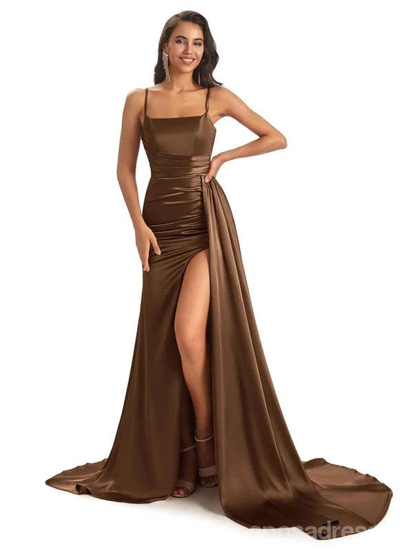 Mismatched Brown Mermaid Maxi Long Bridesmaid Dresses,Party Dress, WG1883