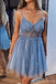 Sexy Blue A-line Spaghetti Straps Mini Short Prom Homecoming Dresses Online,CM969