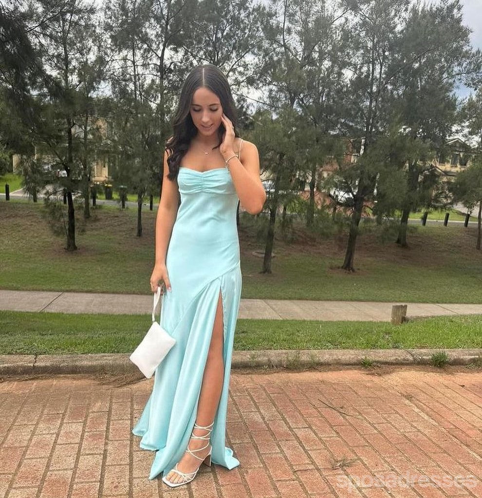 Popular Blue Sheath Sweetheart Side Slit Maxi Long Party Prom Dresses,Evening Dress,13382