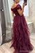 Sexy Burgundy A-line Maxi Long Party Prom Dresses, New Arrival Party Dress,13309