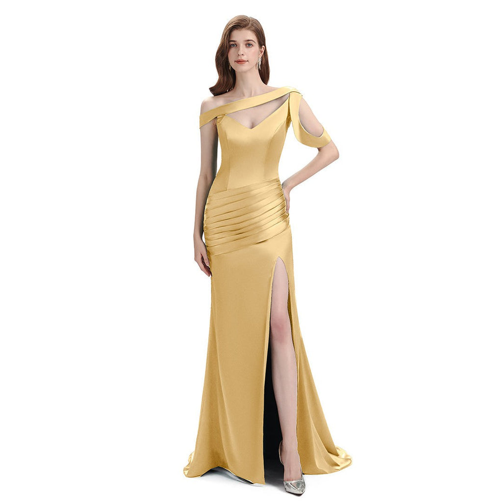 Mismatched African Mermaid Cheap Long Champagne Gold Bridesmaid Dresses Online, WG823