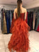 Elegant Rust A-line Strapless Maxi Long Party Prom Dresses,Evening Dress,13439