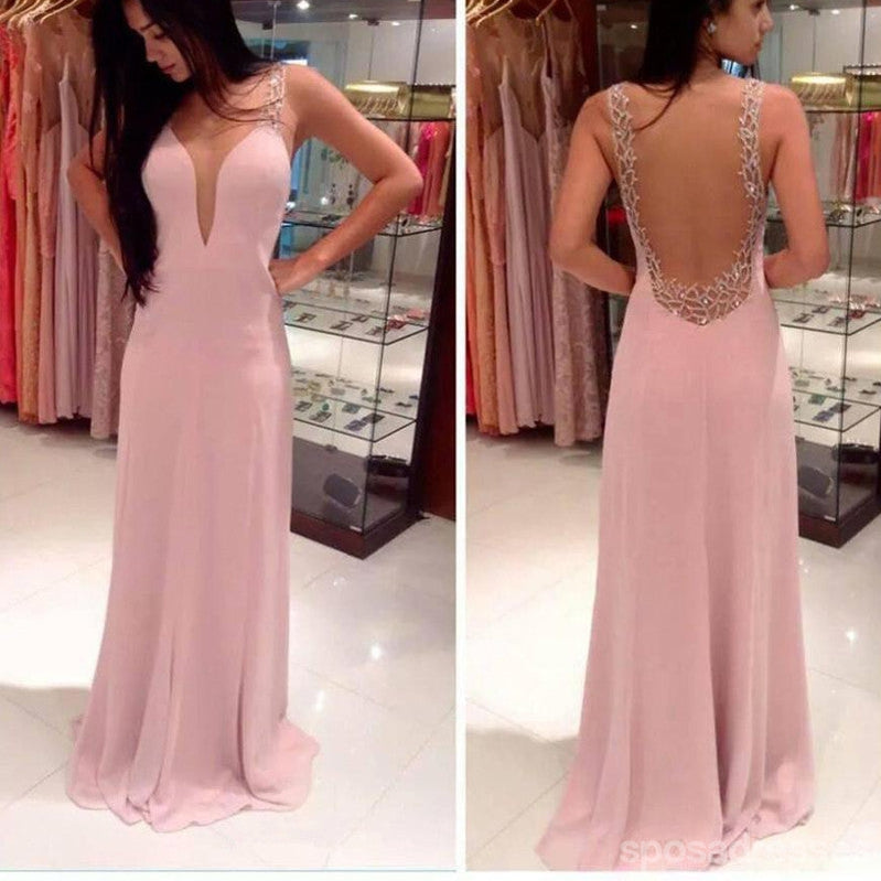 Pink Prom Dresses, V-Neck Prom Dresses,Backless Long Prom Dresses,Pretty  Prom Dresses,Party Prom Dresses,Evening Prom Dresses,Prom Dresses Online,PD0076