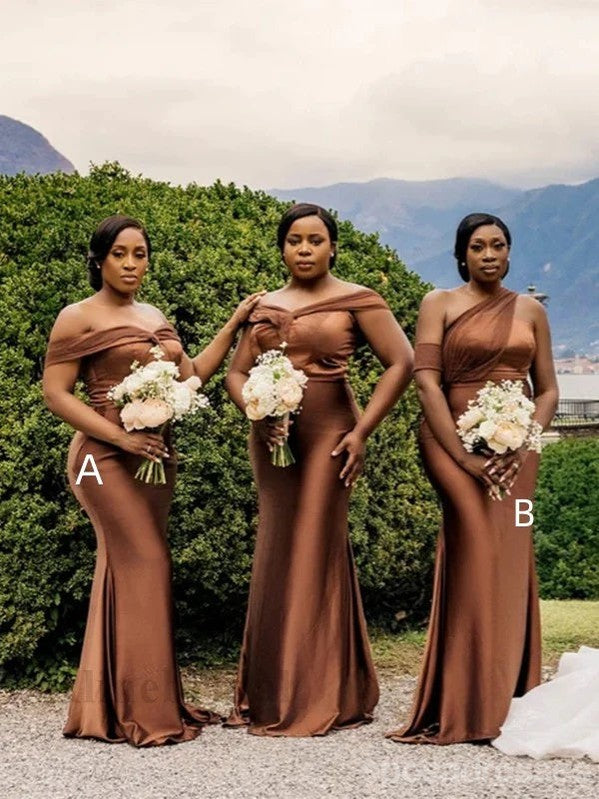 Mismatched Chocolate Mermaid Maxi Long Bridesmaid Dresses For Wedding,WG1784