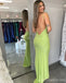 Sexy Green Spaghetti Straps Backless Maxi Long Party Prom Dresses,Evening Dress,13343