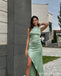 Sexy Green Sheath Side Slit Halter Maxi Long Party Prom Dresses,Evening Dress,13434