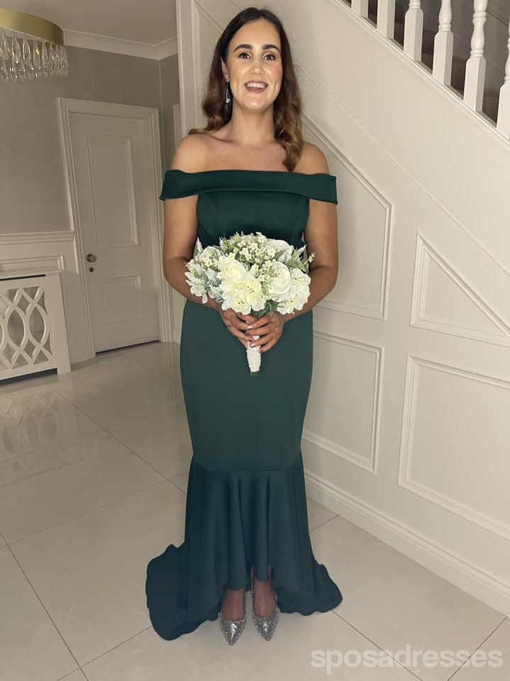 Sexy Green Mermaid Off Shoulder Cheap Maxi Long Bridesmaid Dresses,WG1711