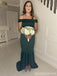 Sexy Green Mermaid Off Shoulder Cheap Maxi Long Bridesmaid Dresses,WG1711