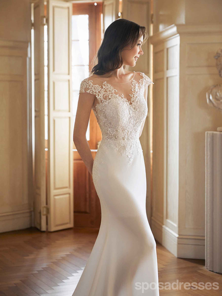 Sexy Mermaid Illusion Jewel Handmade Lace Wedding Dresses,WD809