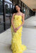 Elegant Yellow A-line Strapless Maxi Long Party Prom Dresses,Evening Dress,13426