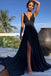 Sexy Black A-line Side Slit V-neck Maxi Long Party Prom Dresses, Evening Dress,13318