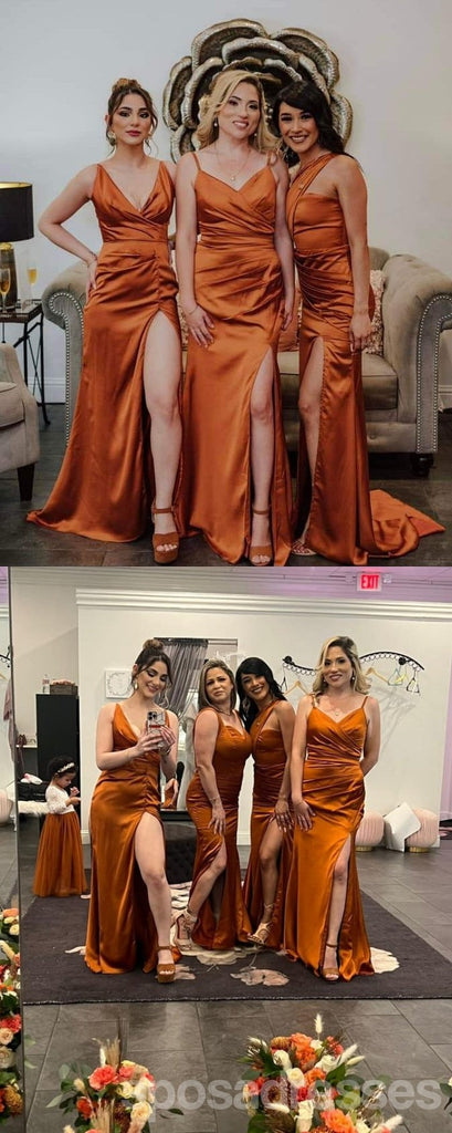 Mismatched Burnt Orange Mermaid Maxi Long Bridesmaid Dresses For Wedding,WG1788