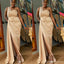 Sexy Champagne Mermaid One Shoulder Maxi Long Bridesmaid Dresses For Wedding Party,WG1855