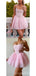 Cute A-line Pink Spaghetti Straps Short Prom Homecoming Dresses Online,CM965