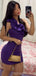 Sexy Purple Sheath One Shoulder Mini Short Prom Homecoming Dresses,CM985