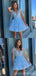 Cute Blue A-line Mini Short Prom Homecoming Dresses Online,CM994