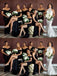 Mismatched Sexy Black Mermaid Side Slit Maxi Long Wedding Guest Bridesmaid Dresses,WG1751