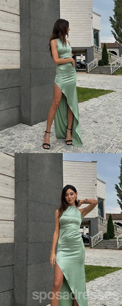 Sexy Green Sheath Side Slit Halter Maxi Long Party Prom Dresses,Evening Dress,13434