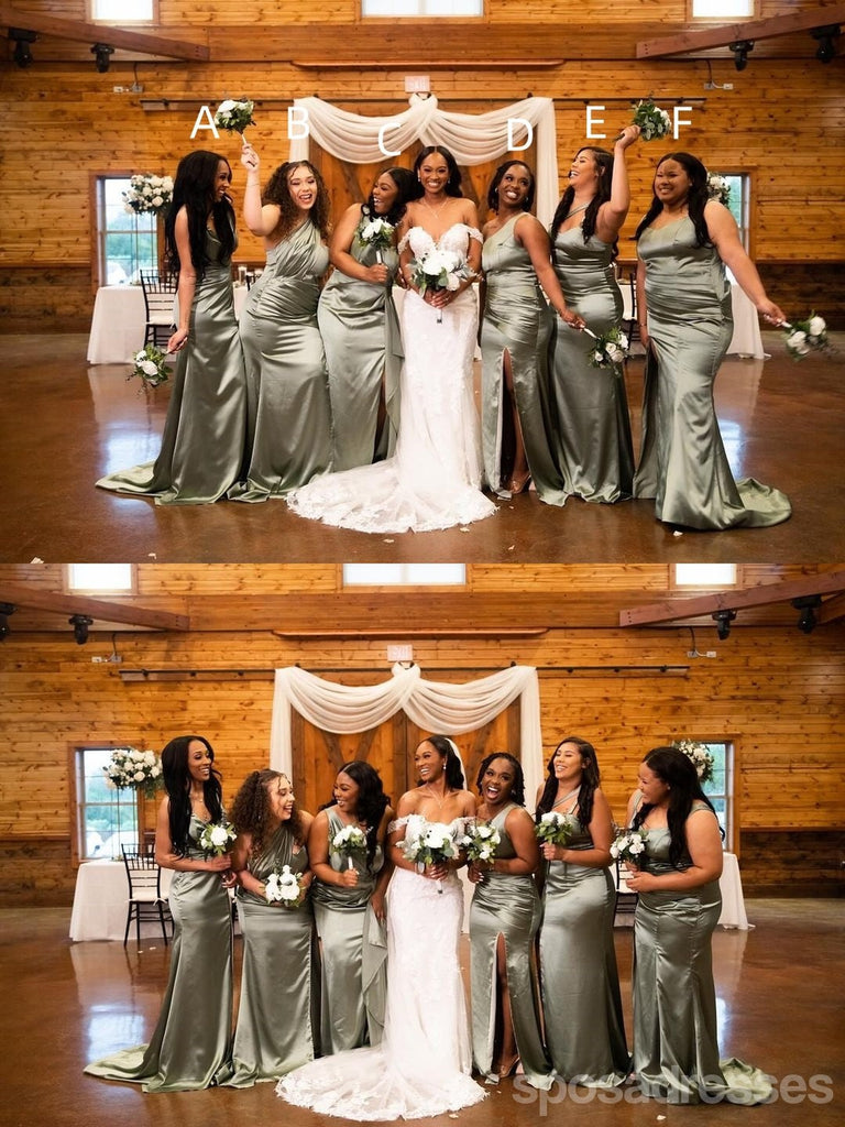 Mismatched Sage Green Mermaid Maxi Long Bridesmaid Dresses For Wedding,WG1790