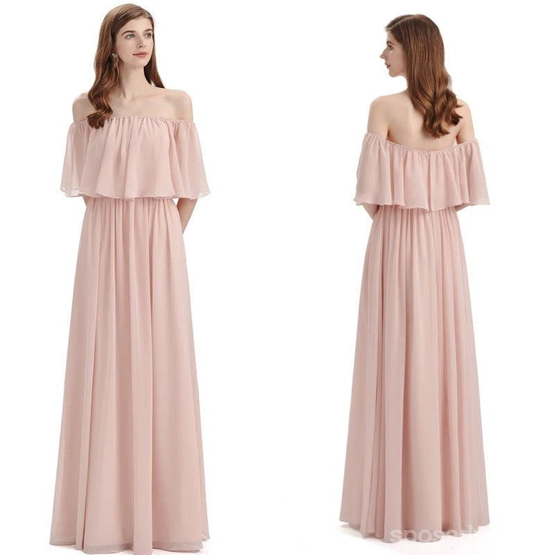 Light Blush Pink Chiffon Cheap Long Bridesmaid Robes en ligne, WG293