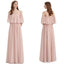 Hellblush Rosa Chiffon billig lange Brautjungfernkleider online, WG293