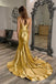 Sexy Gold Mermaid Side Slit Maxi Long Party Prom Dresses,Evening Dress,13412