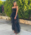 Sexy New Arrival Black Spaghetti Straps A-line Maxi Long Party Prom Dresses ,13301