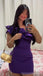 Sexy Purple Sheath One Shoulder Mini Short Prom Homecoming Dresses,CM985