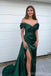 Sexy Green Mermaid Off Shoulder Side Slit Long Party Prom Dresses,Evening Dress,13352