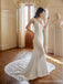 Simple Mermaid Straps V-neck Handmade Lace Wedding Dresses,WD812