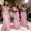 Mismatched Pink Mermaid Maxi Long Bridesmaid Dresses For Wedding Party,WG1799