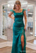 Popular Green Mermaid Square Neckline Side Slit Long Party Prom Dresses,Evening Dress,13385