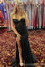 Sexy Black Mermaid Side Slit Strapless Long Party Prom Dresses,Evening Dress,13372