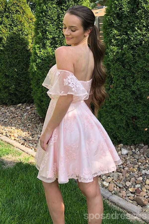 Cute Pink A-line Off Shoulder Mini Short Prom Homecoming Dresses,Party Dress,CM1018