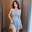 Blue A-line Halter Short Homecoming Dresses,Cheap Short Prom Dresses,CM946