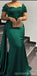 Sexy Green Mermaid Off Shoulder Maxi Long Bridesmaid Dresses For Wedding, WG1756