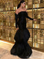 Sexy Black Mermaid Off Shoulder Maxi Long Party Prom Dresses Online,13335