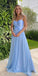 Sexy Backless Blue Chiffon Günstige lange Abend Ball kleider, Abend Party Ball Kleider, 18635