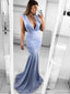 Sexy Blue Mermaid Deep V-neck Maxi Long Party Prom Dresses Online,13328