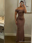 Sexy Brown Mermaid Off Shoulder Maxi Long Party Prom Dresses,Evening Gowns,13581