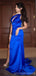 Sexy Blue Mermaid One Shoulder Side Slit Long Party Prom Dresses,Evening Dress,13457