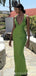 Simple Mermaid Green Deep V-neck Maxi Long Party Prom Dresses Online,13340