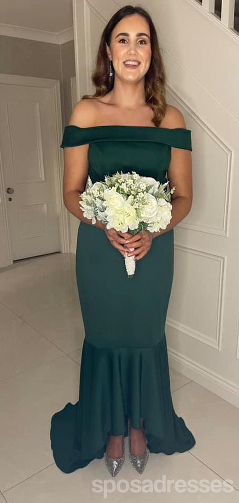 Sexy Green Mermaid Off Shoulder Cheap Maxi Long Bridesmaid Dresses,WG1711