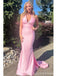 Sexy Pink Mermaid Halter V-neck Maxi Long Party Prom Dresses,Evening Dress,13472