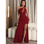 Sexy Dark Red Mermaid One Shoulder Side Slit Maxi Long Bridesmaid Dresses Online,WG1699