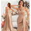 Sexy Mermaid One Shoulder Side Slit Maxi Long Bridesmaid Dresses,Party Dress, WG1888