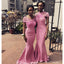 Mismatched Pink Mermaid Off Shoulder Maxi Long Bridesmaid Dresses For Wedding Party,WG1852