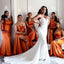 Mismatched Burnt Orange Mermaid Maxi Long Bridesmaid Dresses For Wedding Party,WG1833