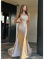 Sexy Champagne Mermaid One Shoulder Side Slit Maxi Long Party Prom Dresses,Evening Dress Online,13417