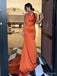 Sexy Mermaid Burnt Orange Halter Maxi Long Party Prom Dresses,Evening Dress,13509